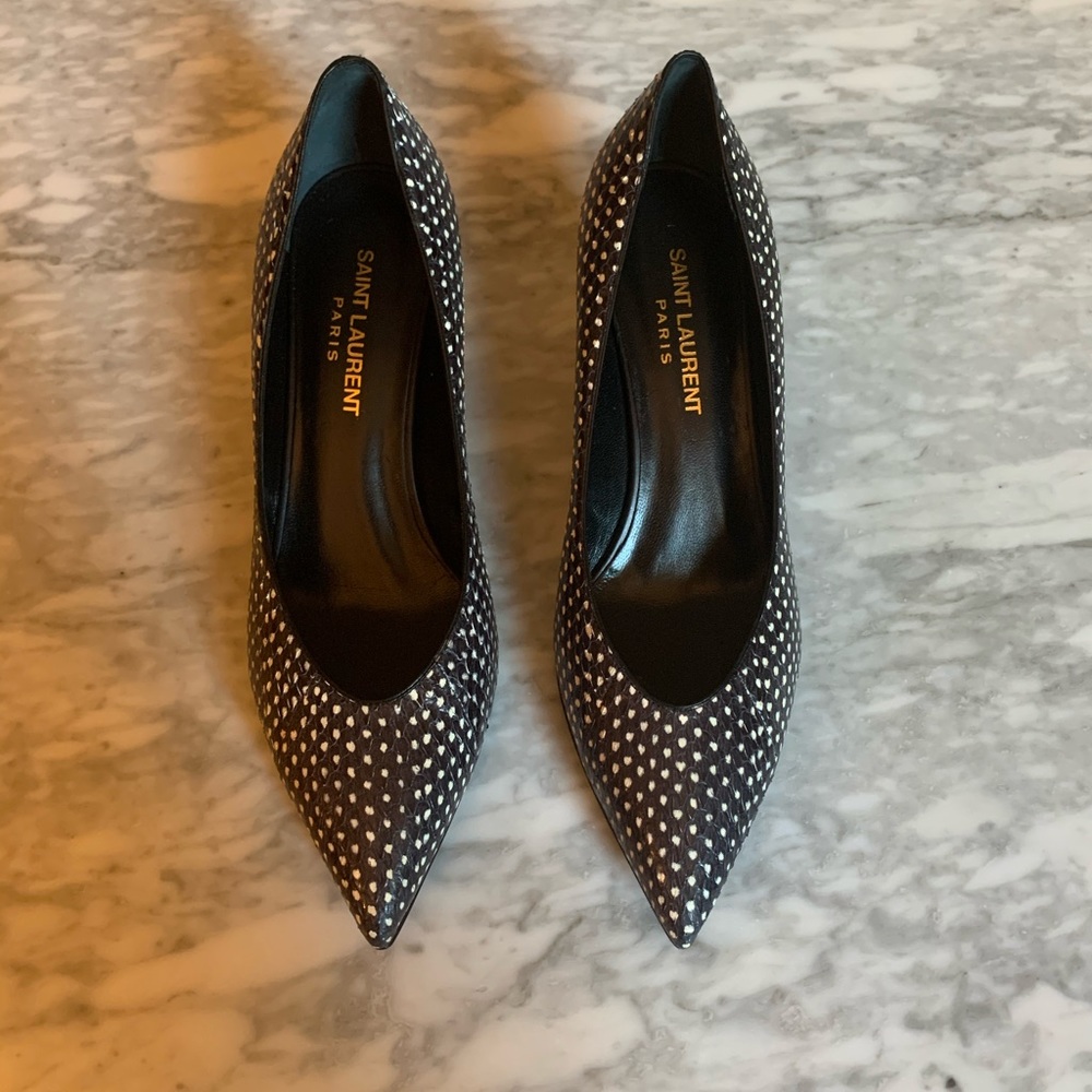 Saint Laurent Black & White Kitten 50 Pump